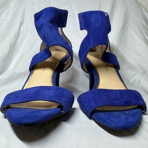 Jessica Simpson Blue Suede Mekos Strappy Heel Open Toe Sandals Size 7 - Picture 3 of 13